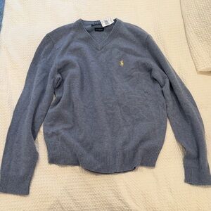 NWT Polo by Ralph Lauren Men's Blue V-Neck Sweater